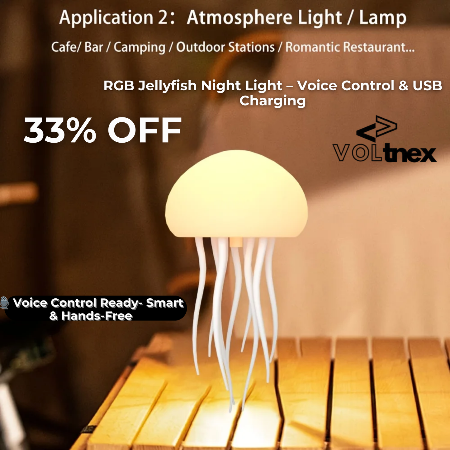 RGB Jellyfish Night Light – Voice Control & USB Charging