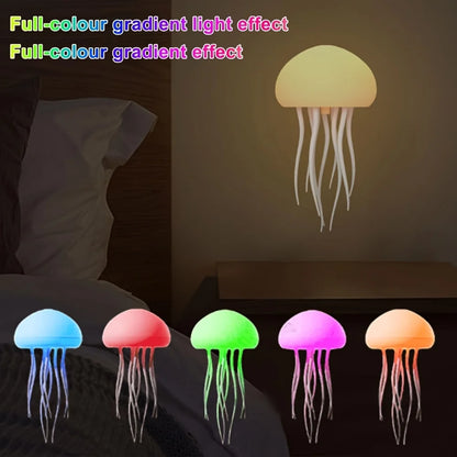 Cartoon Jellyfish Night Light RGB Gradient Cute Jellyfish Bedside Lamp Voice Control Type-C Charging LED Night Lamp Dropshipping