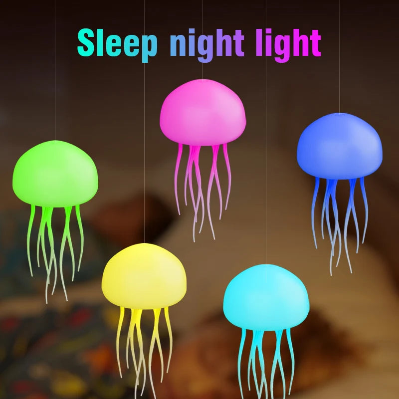 Cartoon Jellyfish Night Light RGB Gradient Cute Jellyfish Bedside Lamp Voice Control Type-C Charging LED Night Lamp Dropshipping
