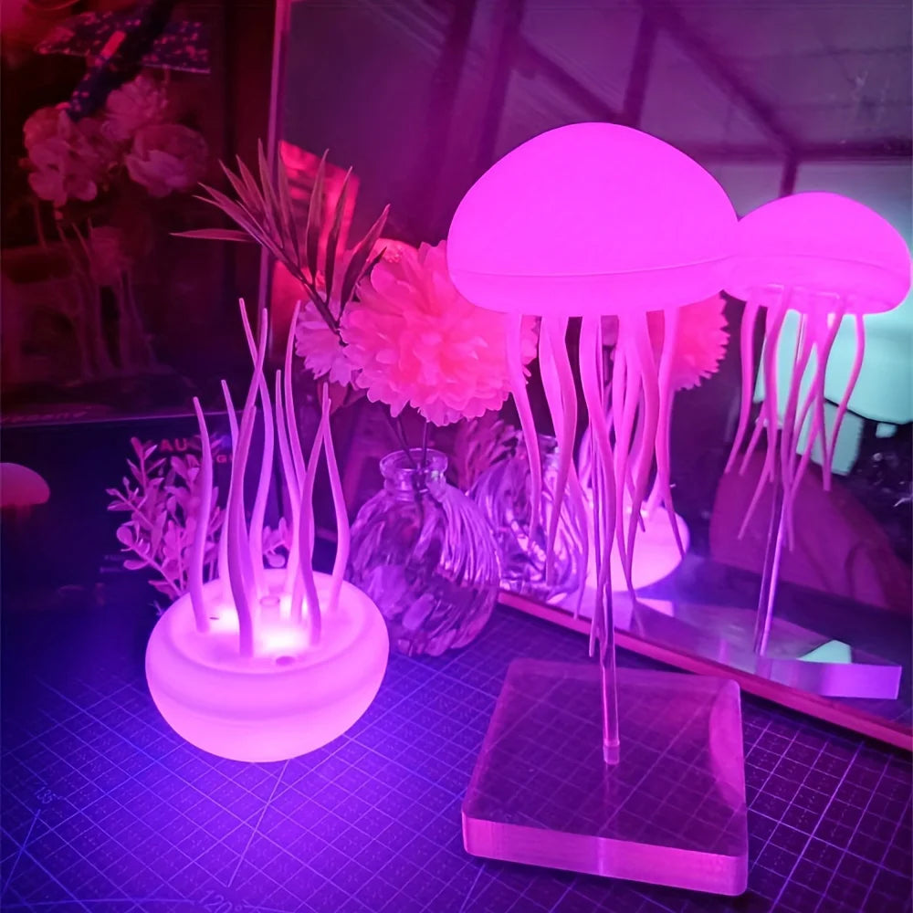 Cartoon Jellyfish Night Light RGB Gradient Cute Jellyfish Bedside Lamp Voice Control Type-C Charging LED Night Lamp Dropshipping
